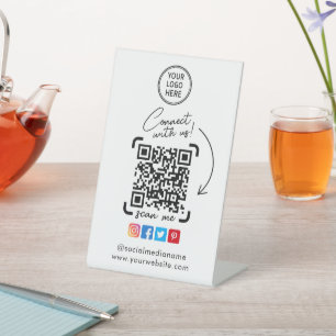 Sociale media QR-code Modern voetstuk Reclamebord Met Voetstuk