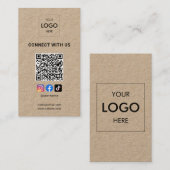 Sociale media QR Code Moderne Logo Kraft Visitekaartje (Voorkant / Achterkant)