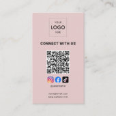 Sociale media QR-code Moderne Logo roze Visitekaartje (Voorkant)
