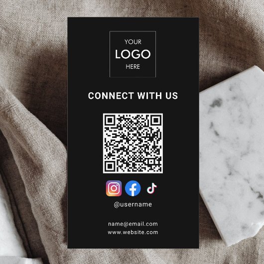 Sociale media QR-code Moderne Logo zwart Visitekaartje