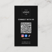 Sociale media QR-code Moderne Logo zwart Visitekaartje (Voorkant)