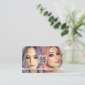 Sociale media QR code moderne make-up artistieke f Visitekaartje (Staand voorkant)