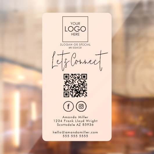 Sociale Media QR Code Neem Contact Met Ons Modern Raamsticker (Vel 2)