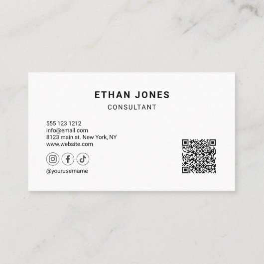 Sociale media QR Code Professional White Visitekaartje (Achterkant)