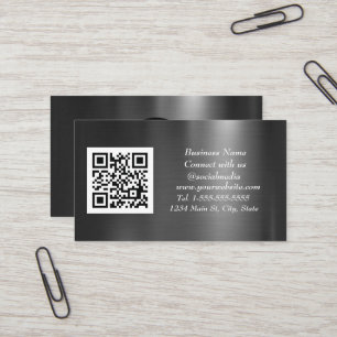 Sociale media QR-code Scannable Black Metallic Visitekaartje