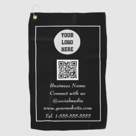 Sociale media QR-code Scannable Black Professional Golfhanddoek