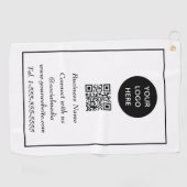 Sociale media QR-code Scannable Black Professional Golfhanddoek (Horizontaal)
