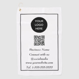 Sociale media QR-code Scannable Black Professional Golfhanddoek