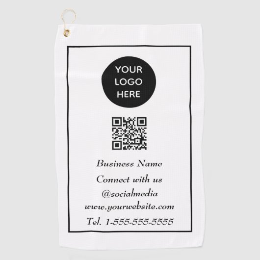 Sociale media QR-code Scannable Black Professional Golfhanddoek (Voorkant)