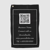 Sociale media QR-code Scannable Black Professional Golfhanddoek (Voorkant)