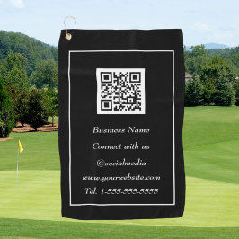 Sociale media QR-code Scannable Black Professional Golfhanddoek