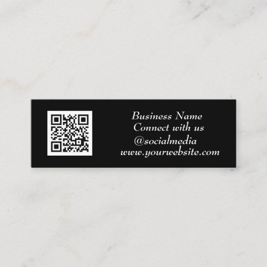 Sociale media QR-code Scannable Black Professional Mini Visitekaartje (Voorkant)