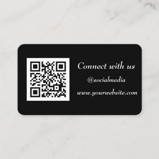 Sociale media QR-code Scannable Black Professional Visitekaartje (Voorkant)