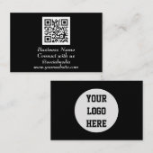 Sociale media QR-code Scannable Black Professional Visitekaartje (Voorkant / Achterkant)