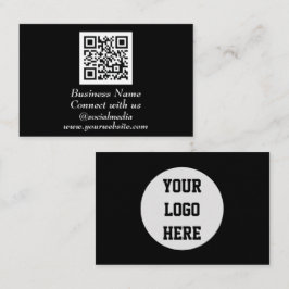 Sociale media QR-code Scannable Black Professional Visitekaartje