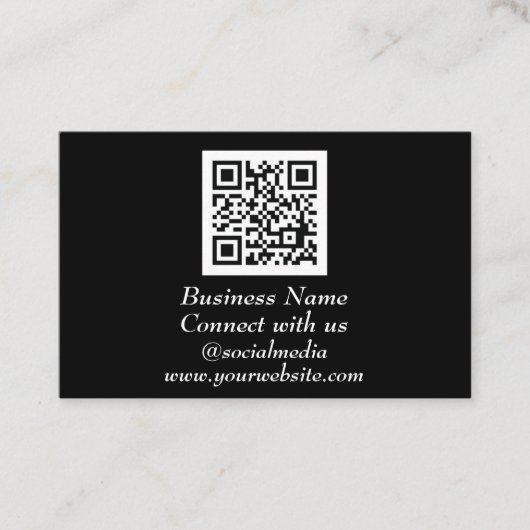 Sociale media QR-code Scannable Black Professional Visitekaartje (Voorkant)