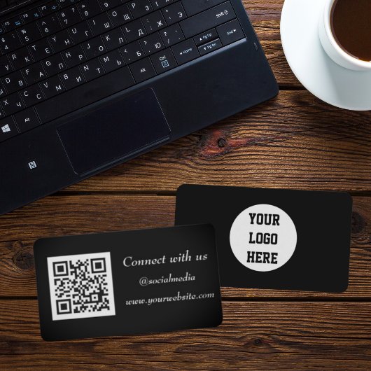 Sociale media QR-code Scannable Black Professional Visitekaartje
