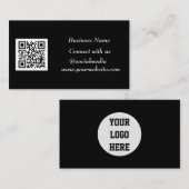 Sociale media QR-code Scannable Black Professional Visitekaartje (Voorkant / Achterkant)