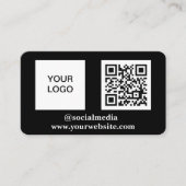 Sociale media QR-code Scannable Black Professional Visitekaartje (Voorkant)