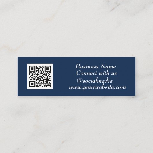 Sociale media QR Code Scannable Navy Blue Mini Visitekaartje (Voorkant)