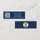 Sociale media QR Code Scannable Navy Blue Mini Visitekaartje (Voorkant / Achterkant)