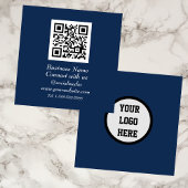 Sociale media QR Code Scannable Navy Blue Vierkante Visitekaartje