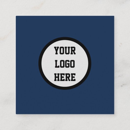 Sociale media QR Code Scannable Navy Blue Vierkante Visitekaartje (Achterkant)