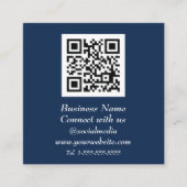 Sociale media QR Code Scannable Navy Blue Vierkante Visitekaartje (Voorkant)