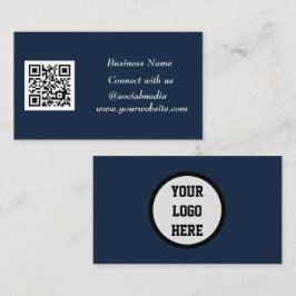 Sociale media QR Code Scannable Navy Blue Visitekaartje
