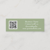 Sociale media QR Code Scannable Sage Green Modern Mini Visitekaartje (Voorkant)