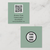 Sociale media QR-code scannable Sage Green Vierkante Visitekaartje (Voorkant / Achterkant)