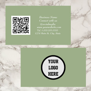 Sociale media QR-code scannable Sage Green Visitekaartje