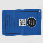 Sociale media QR-code schaalbaar Blauw Professiona Golfhanddoek (Horizontaal)