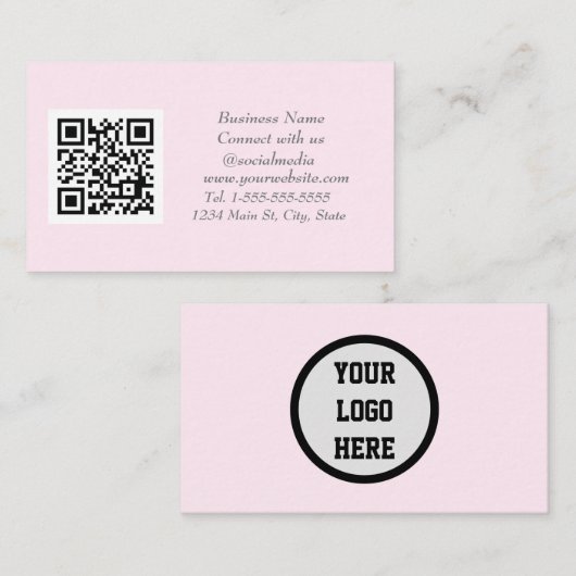 Sociale media QR-code schaalbaar Roze Professional Visitekaartje (Voorkant / Achterkant)