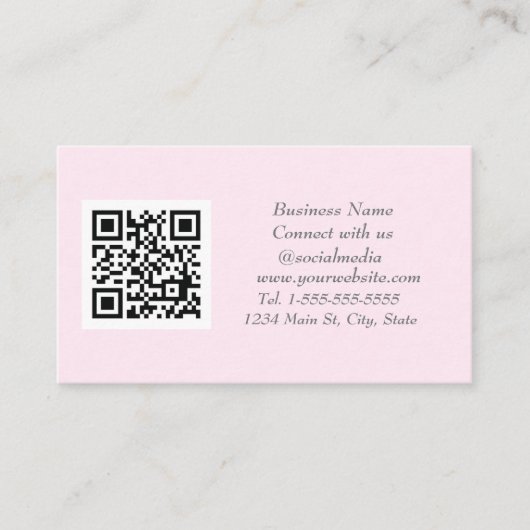 Sociale media QR-code schaalbaar Roze Professional Visitekaartje (Voorkant)