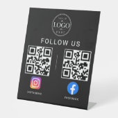 Sociale Media QR Code Tafel Display Reclamebord Met Voetstuk (Voorkant)