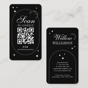 Sociale Media QR Code Trendy Vintage Script Logo Visitekaartje