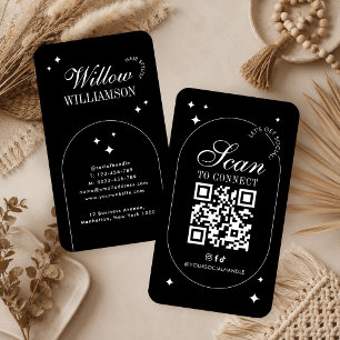 Sociale Media QR Code Trendy Vintage Script Logo Visitekaartje
