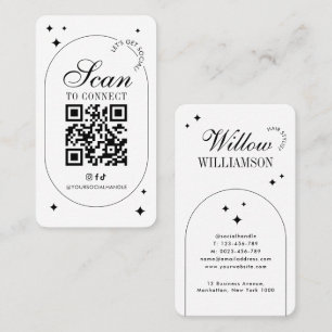 Sociale Media QR Code Trendy Vintage Script Logo Visitekaartje