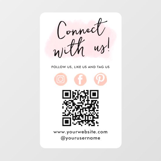 Sociale media QR-code verbinden met ons moderne ro Raamsticker (Vel)