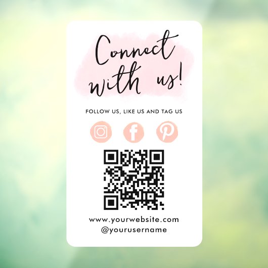 Sociale media QR-code verbinden met ons moderne ro Raamsticker (Vel 3)