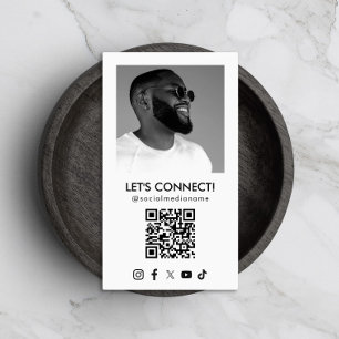 Sociale Media QR Code Voeg Foto Toe Wit Verticaal Visitekaartje