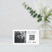 Sociale Media QR Code Voeg Foto Toe Wit Visitekaartje (Staand voorkant)