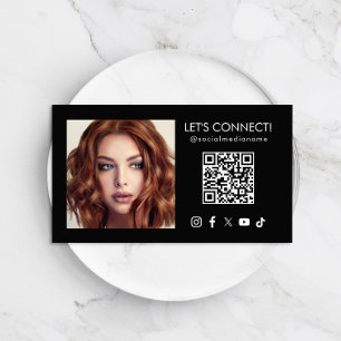 Sociale Media QR Code Voeg Foto Toe Zwart Visitekaartje