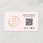 Sociale Media QR Code Voeg uw Logo Toe Roze Visitekaartje (Voorkant)