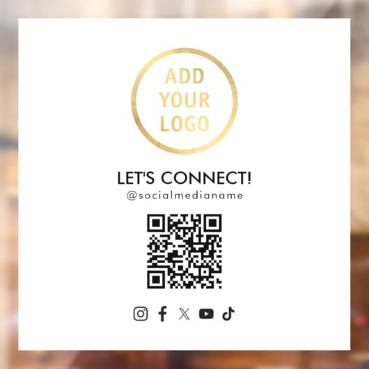Sociale Media QR Code Voeg uw Logo Toe Wit Raamsticker (Vel 2)