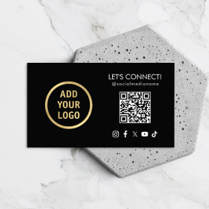 Sociale Media QR Code Voeg uw logo toe Zwart Visitekaartje