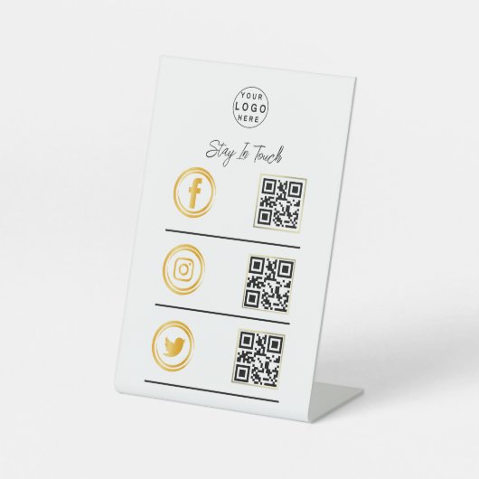 Sociale media QR Code Zakelijk depot goud Reclamebord Met Voetstuk (Voorkant)