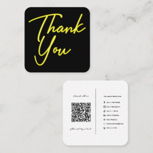 Sociale Media QR Code Zakelijk Geel Bedankt Vierkante Visitekaartje