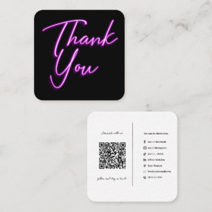 Sociale Media QR Code Zakelijk Paars Bedankt Vierkante Visitekaartje
